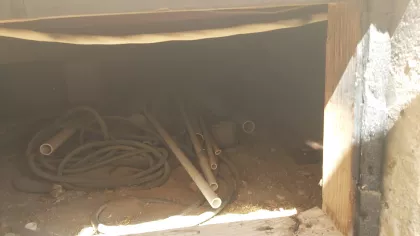 We remove the access panel to gain access to the hive