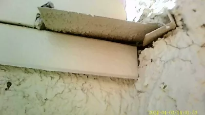 Bee removal inspection in Bullhead City, Arizona, involving a stucco garage wall